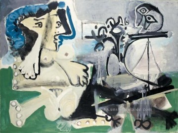  nackte - Akt Assis et joueur Flöte 1967 Kubismus Pablo Picasso